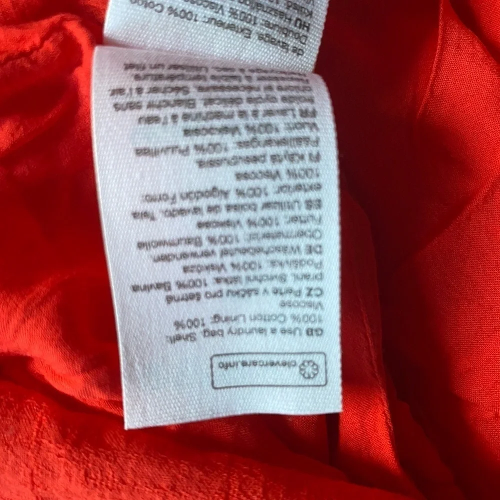 & Other Stories Red Cotton Maxi Dress Ruched Smocked Size 8